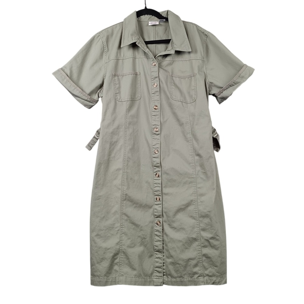 Carolina Blues Plus Size 18W Shirt Dress Olive Green Cotton Blend Casual